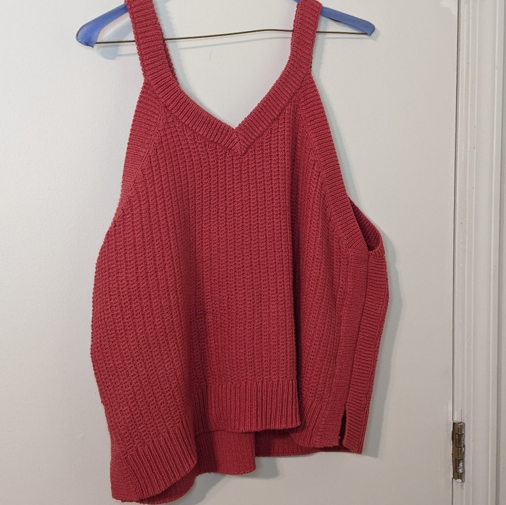 Coral pink Madewell Stockton sweater tank